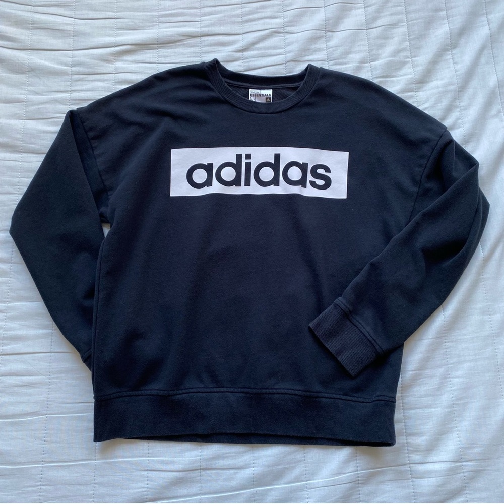 adidas Black Crewneck Sweatshirt with White Logo Box